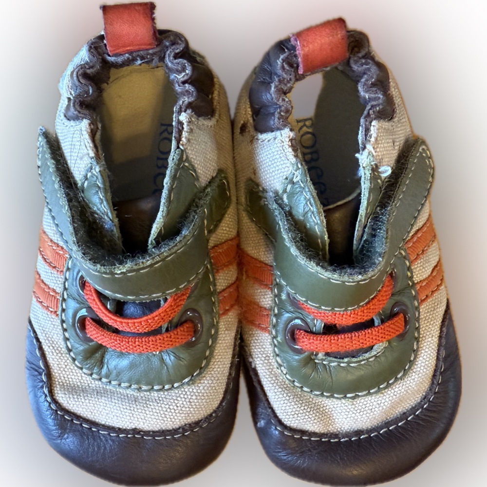 Robeez Baby Shoes - Olive and Rust